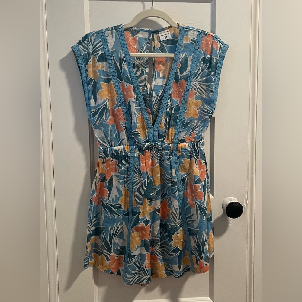 Abercrombie Kids Floral Swim Coverup - Blue, Orange, Yellow